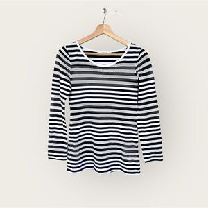 AMS Pure Mesh Striped Wide Crewneck Top size XS